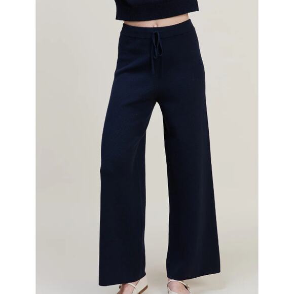 Kilte Collection The Taylor Pant 2 Navy Blue Knit Washable Cashmere High Waist - Picture 1 of 12